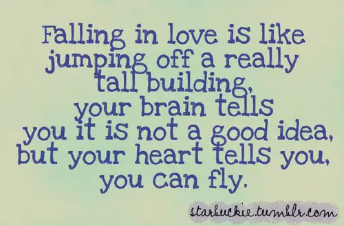 Falling in love is like jumping off a really tall building, your brain ...